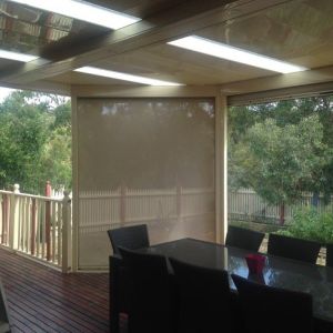 Custom downlight housing & full tracked blinds installed under one of our verandahs 2